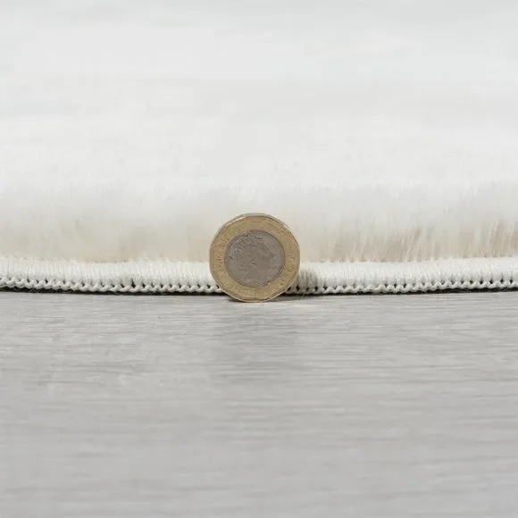 Round Faux Fur Rug - Ivory, Polyester