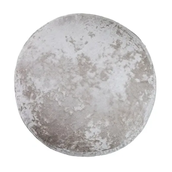 Round Floor Cushion with Handle - Silver, Velvet