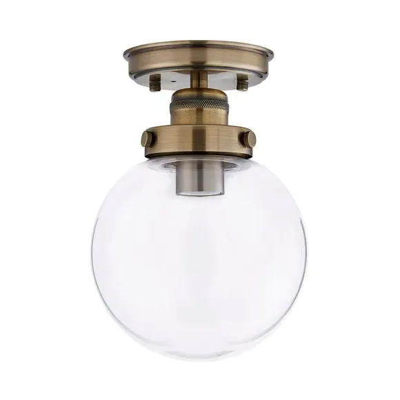 Round Flush Ceiling Light - Antique Brass, Metal