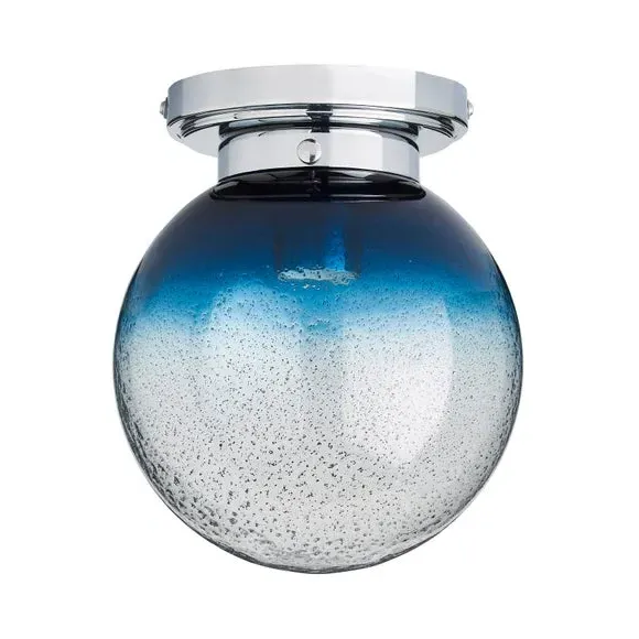 Round Flush Ceiling Light - Blue, Glass