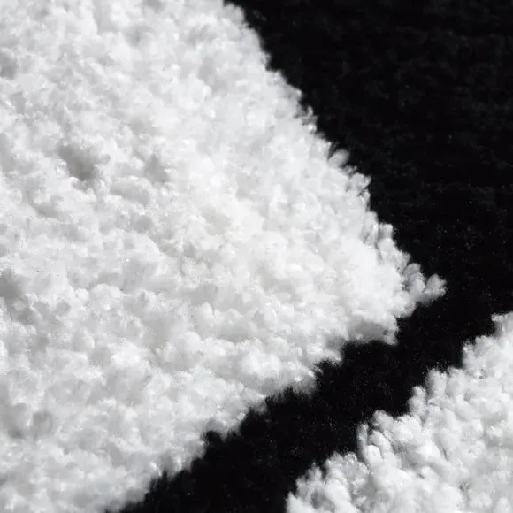 Round Football Rug - Black/White