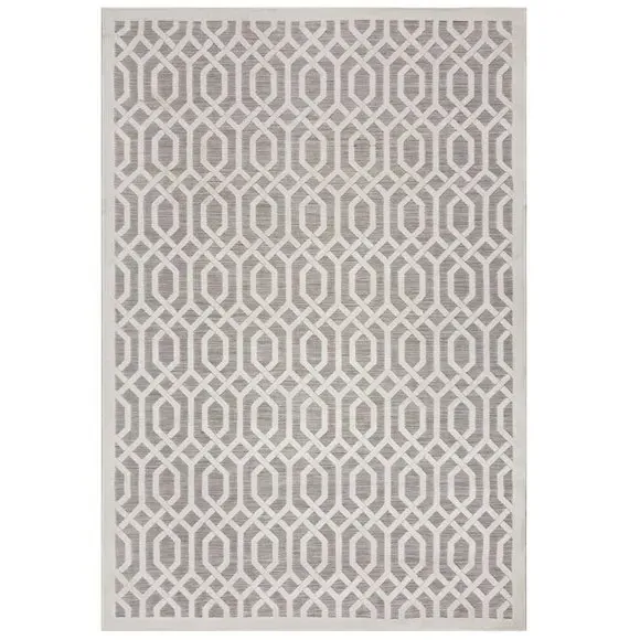 Round Geometric Indoor Outdoor Rug - Natural