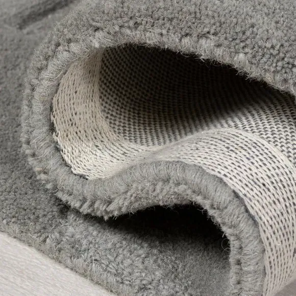 Round Geometric Rug - Grey, Wool