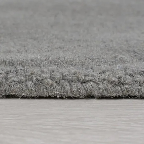 Round Geometric Rug - Grey, Wool