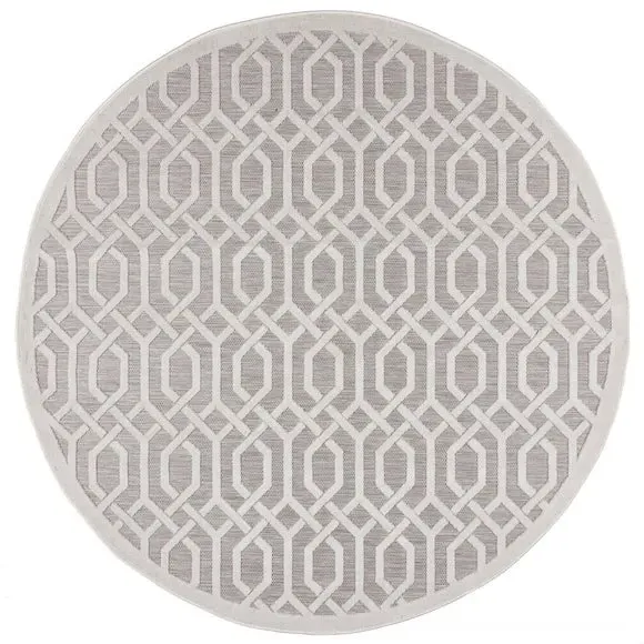 Round Geometric Rug Indoor Outdoor - Natural