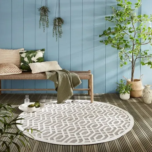 Round Geometric Rug Indoor Outdoor - Natural image