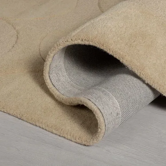 Round Geometric Rug - Natural, Wool