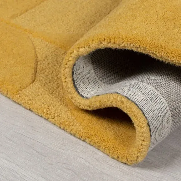 Round Geometric Rug - Ochre, Wool
