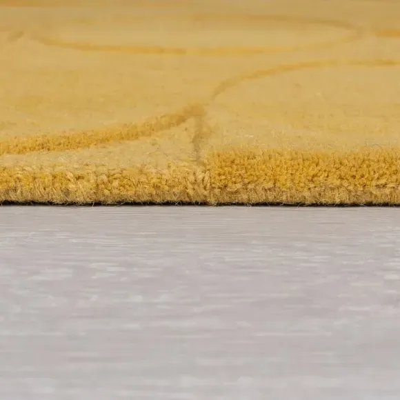 Round Geometric Rug - Ochre, Wool