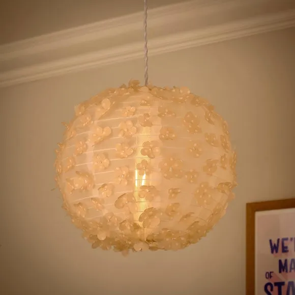 Round Lamp Shade with Floral Applique - Multicolor