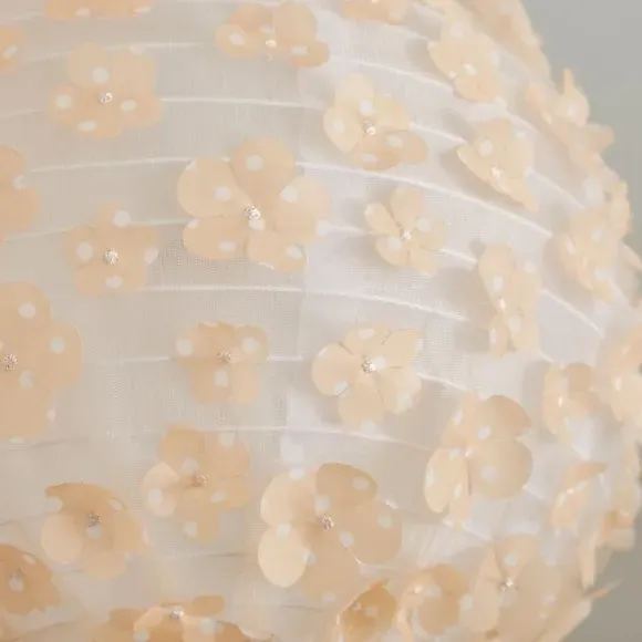 Round Lamp Shade with Floral Applique - Multicolor
