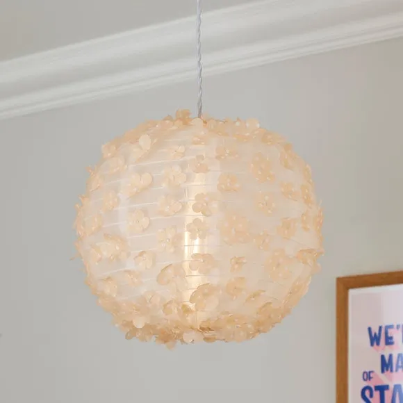 Round Lamp Shade with Floral Applique - Multicolor image