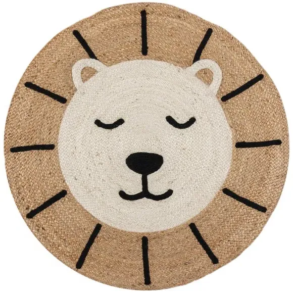 Round Lion Rug - Natural, Jute