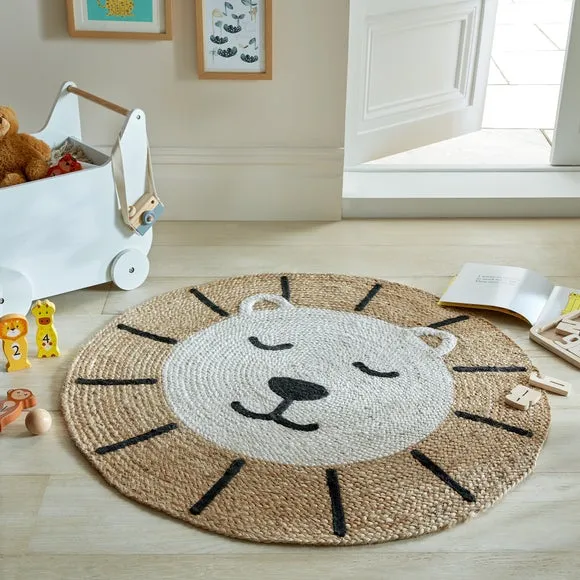 Round Lion Rug - Natural, Jute image