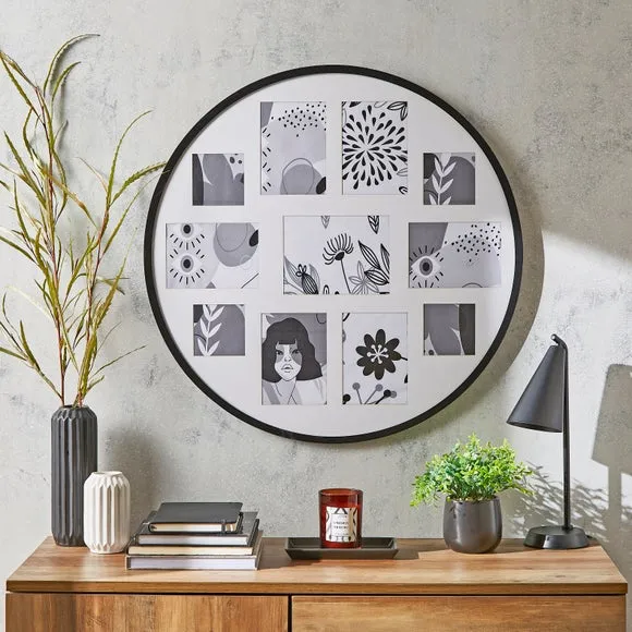 Round Multi Photo Frame - Black image