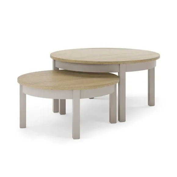 Round Nest Coffee Tables Set - Stone, Wood
