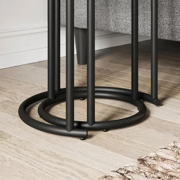 Round Nest of Tables - Black Oak, Metal