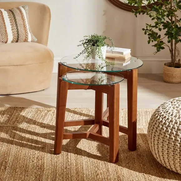 Round Nest of Tables - Dark Wood, Ash