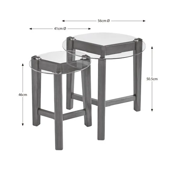 Round Nest of Tables - Dark Wood, Ash