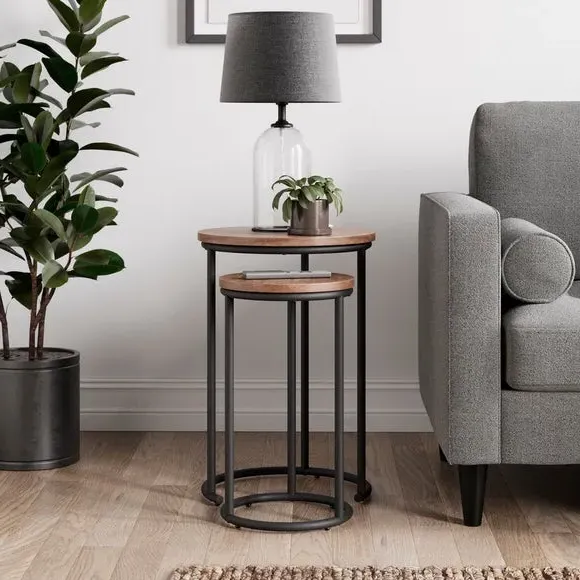 Round Nest of Tables - Pine, Metal