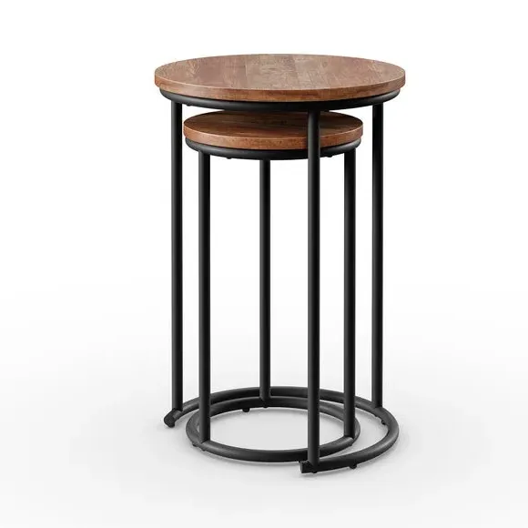 Round Nest of Tables - Pine, Metal
