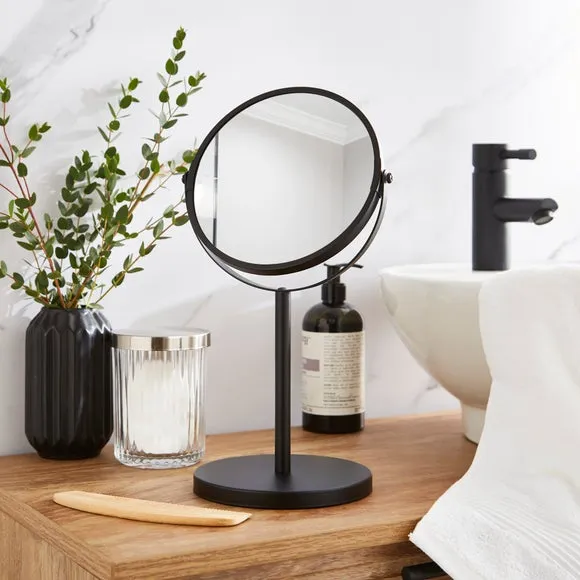 Round Pedestal Mirror Adjustable - Black, Metal image