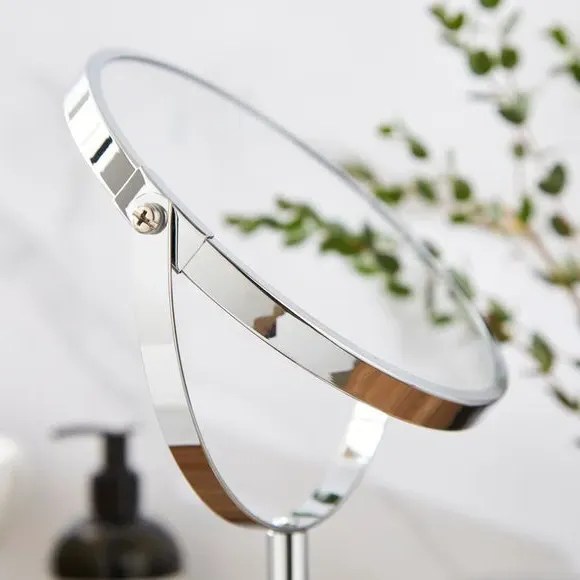 Round Pedestal Mirror Adjustable - Chrome, Metal