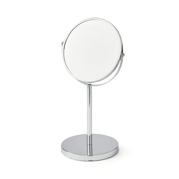 Round Pedestal Mirror Adjustable - Chrome, Metal