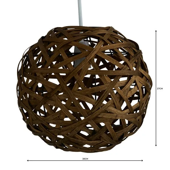 Round Pendant Shade Easy Fit - Bamboo