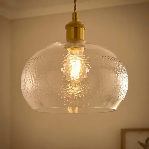 Round Pendant Shade Easy Fit - Clear, Metal