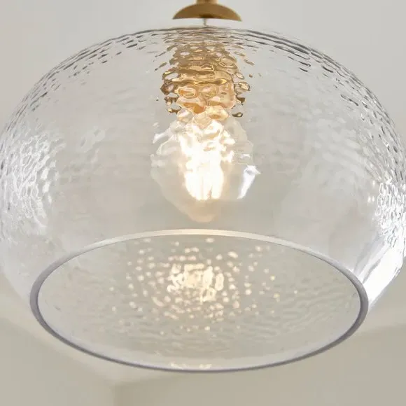 Round Pendant Shade Easy Fit - Clear, Metal