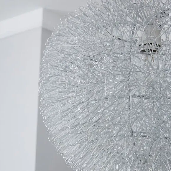Round Pendant Shade Easy Fit - Silver, Mesh