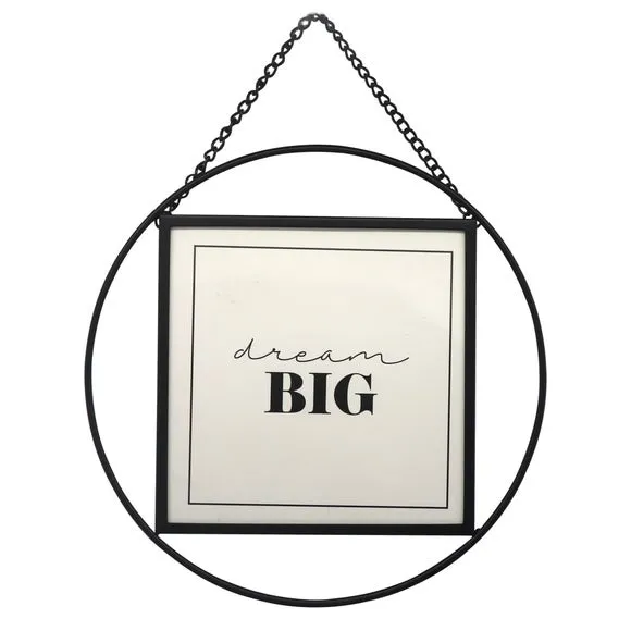 Round Photo Frame with Chain - Black, Metal image