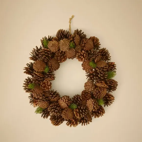 Round Pinecone Wreath - Brown