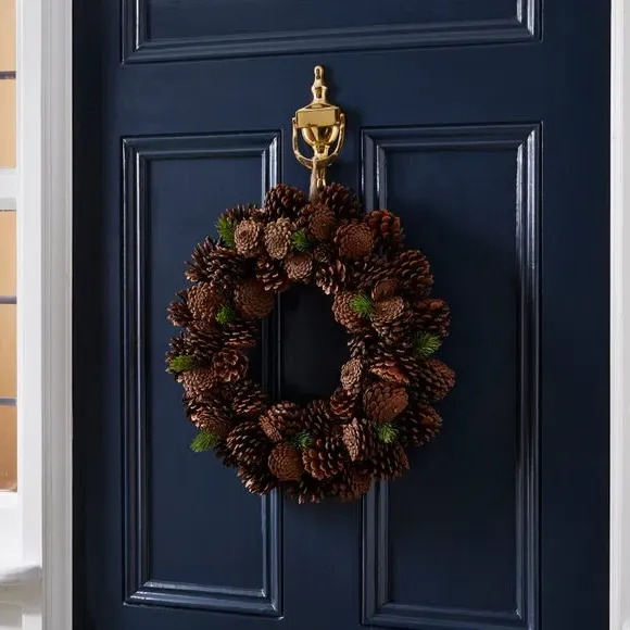 Round Pinecone Wreath - Brown image