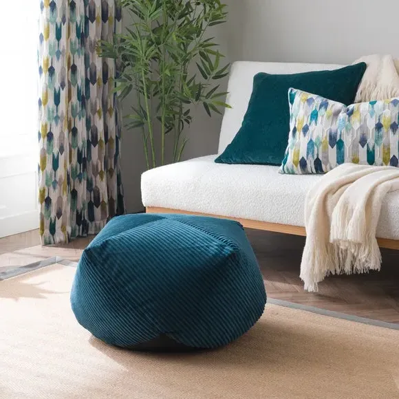 Round Pouffe - Teal, Cord image