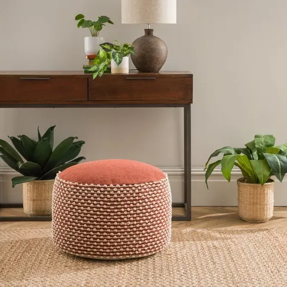 Round Pouffe with Bobble Texture - Butterscotch