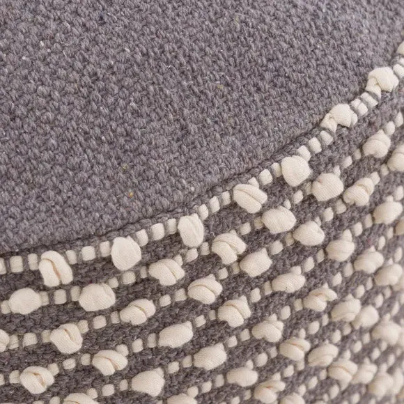 Round Pouffe with Bobble Texture - Grey