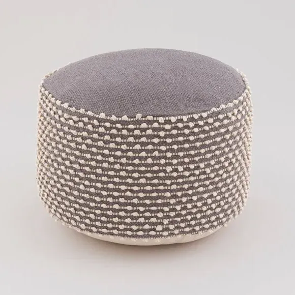 Round Pouffe with Bobble Texture - Grey
