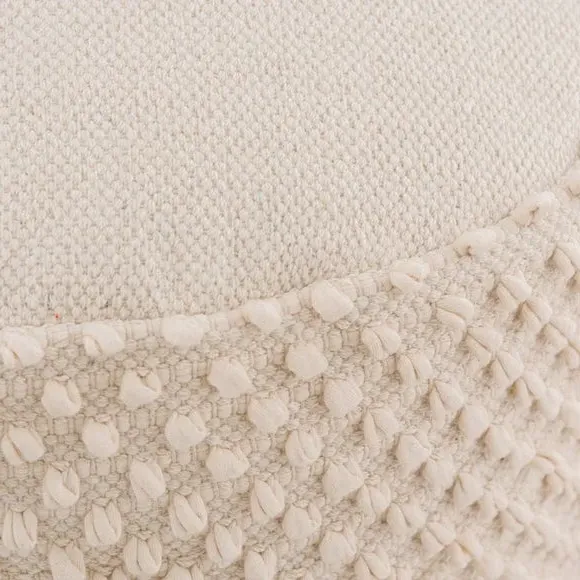 Round Pouffe with Bobble Texture - Natural