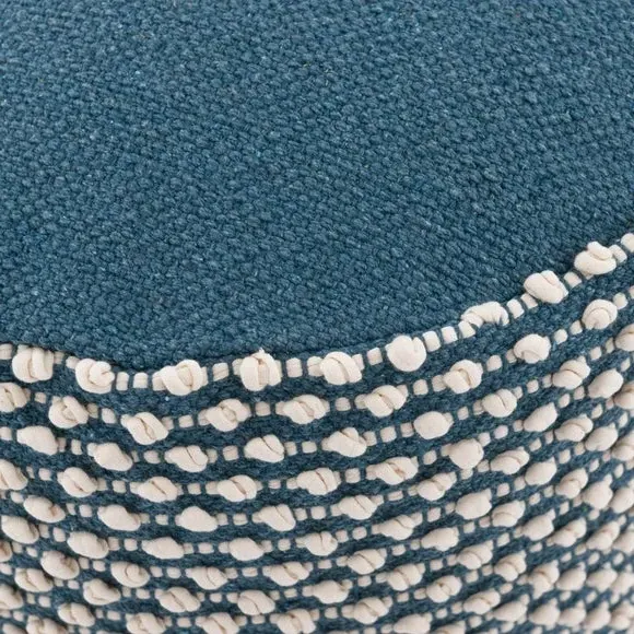 Round Pouffe with Bobble Texture - Pacific Blue