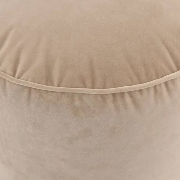 Round Pouffe with Piped Edges - Natural, Velvet