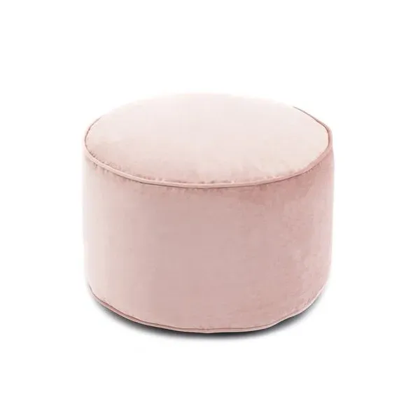 Round Pouffe with Piping - Blush, Velvet