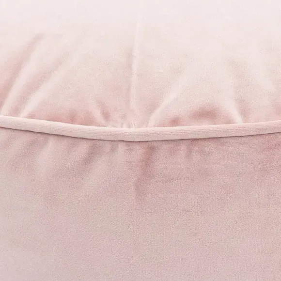 Round Pouffe with Piping - Blush, Velvet