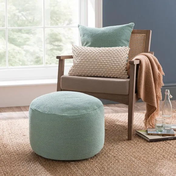 Round Pouffe with Polybeads - Mineral, Cotton