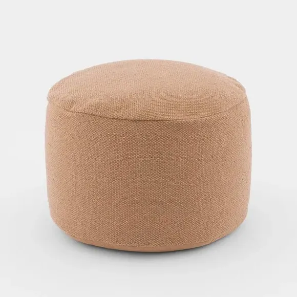 Round Pouffe with Polybeads - Natural, Cotton