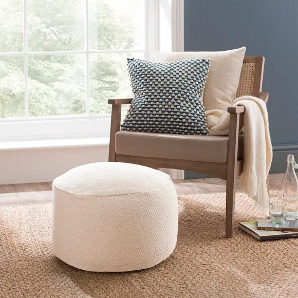 Round Pouffe with Polybeads - Natural, Cotton