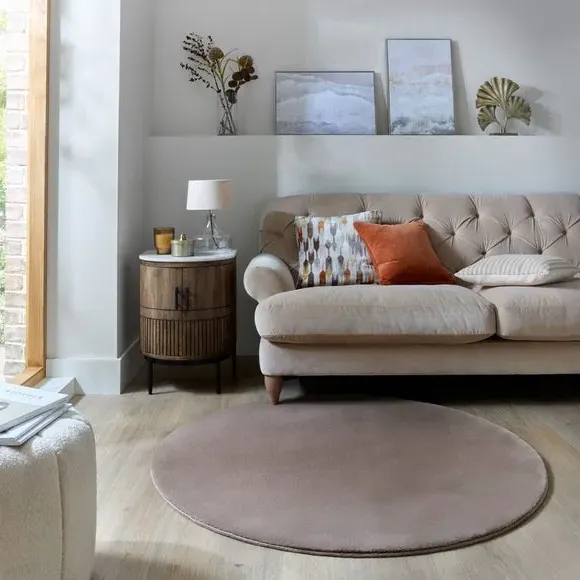 Round Rug - Brown, Polyester image