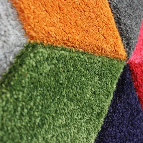 Round Rug Geometric Design - Multicolor, Polypropylene