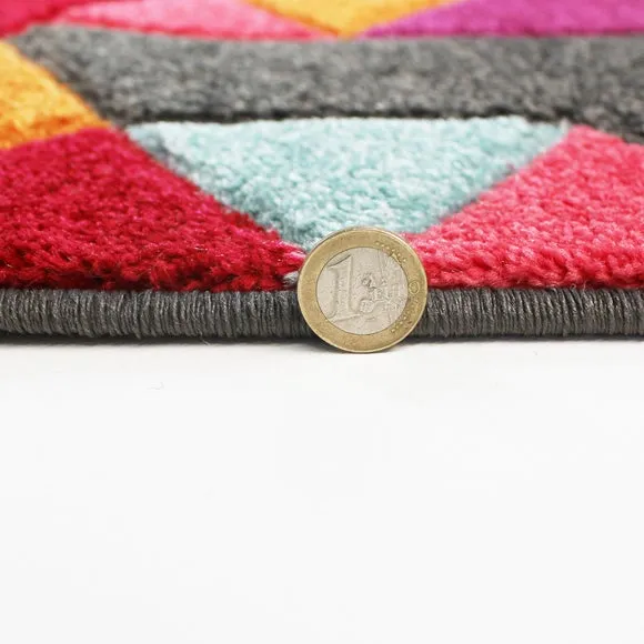 Round Rug Geometric Design - Multicolor, Polypropylene